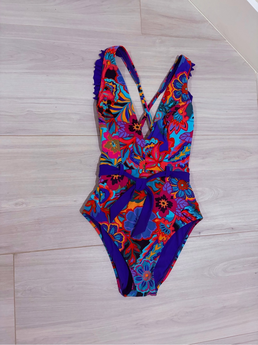 Woman’s Floral One-Piece Swimsuit in Multicolor size medium